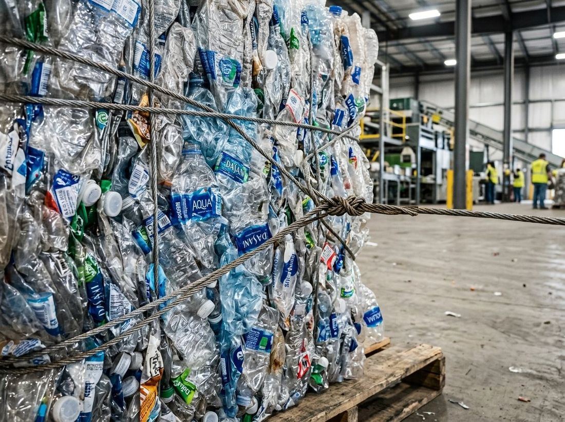 Baled Post-Consumer PET Bottles (Clear & Light Blue)